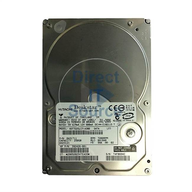 HP 392426-001 - 250GB 7.2K SATA 3.5